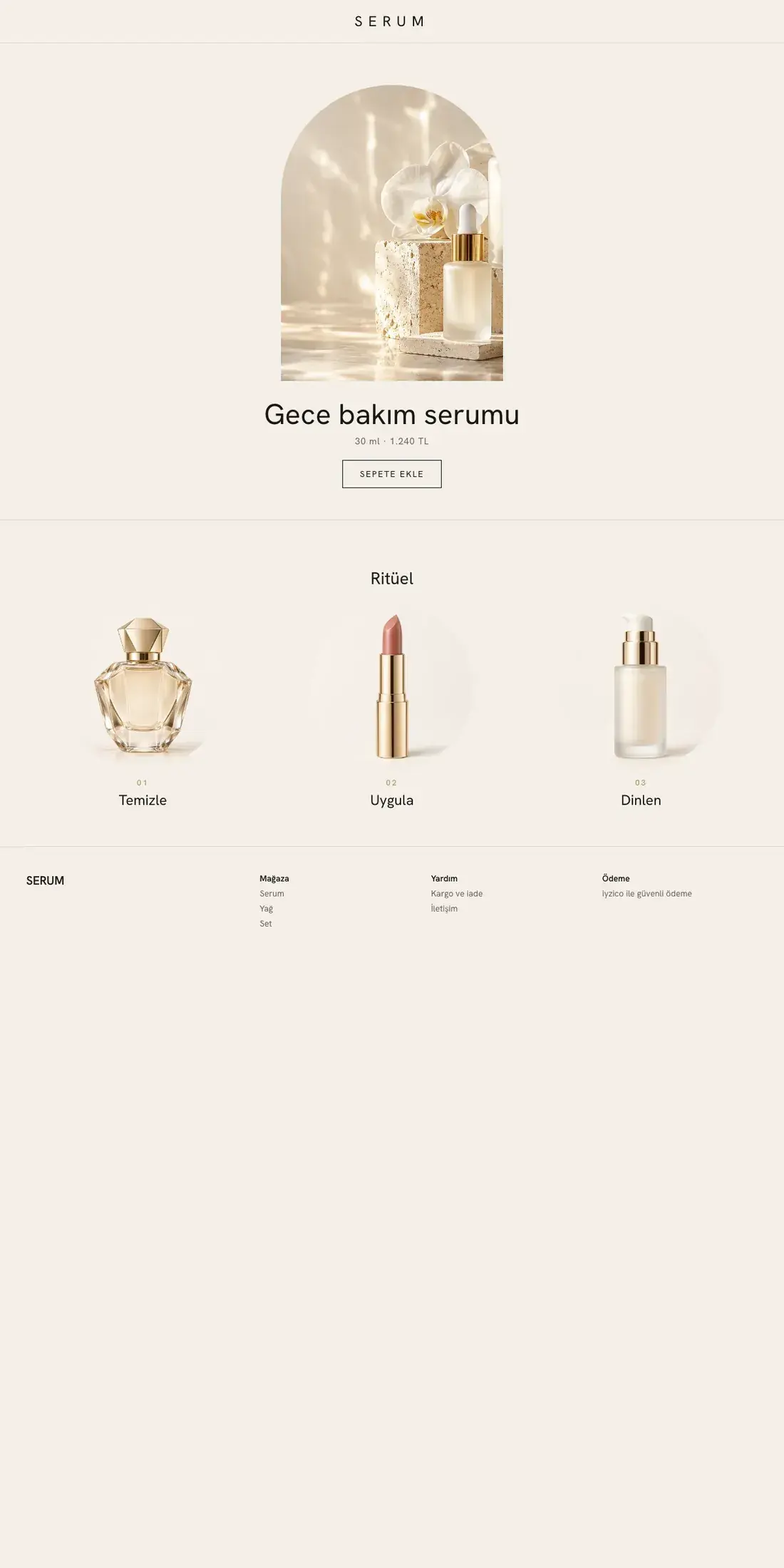 Serum teması masaüstü ana sayfa örneği, Fildişi renk ön ayarı